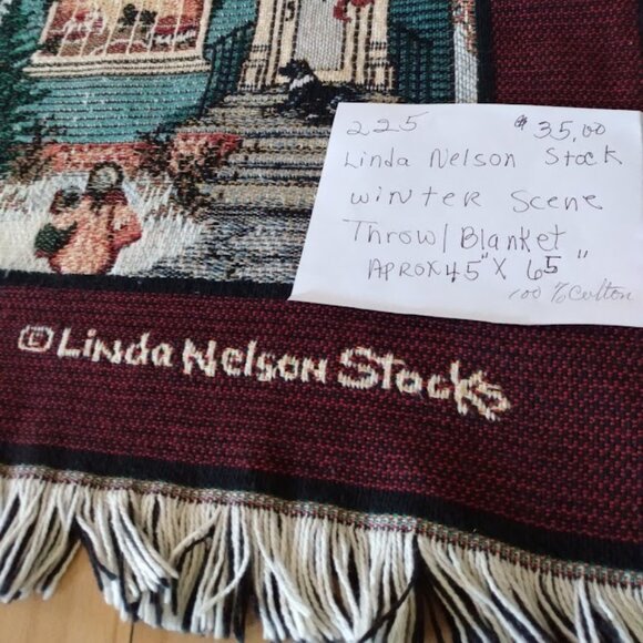 Linda Nelson Stocks: Tapestry throw blanket Christmas winter scene. - Picture 6 of 7